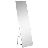 HOMCOM Espejo de Pie Espejo de Cuerpo Entero 45x37x158,5 cm Espejo de Pared con Marco de Aleación de Aluminio para Salón Dormitorio Vestidor Estilo Moderno Plata