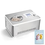 SPRINGLANE Heladera yogurtera 2 en 1 ELISA con compresor de refrigeración y función de calefacción, 2 l Máquina de helados y yogur en acero inoxidable, función de mantenimiento de frío