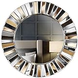 CARME Knightsbridge - Espejo de Pared Redondo Grande Biselado Decorativo Efecto Espejo 3D para Dormitorio, Sala de Estar, Pasillo, baño, decoración Moderna del hogar, 80 cm (Oro Rosa)
