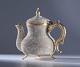 DEMMEX Tetera hecha a mano impresionante turco marroquí de oro árabe con cristales de estrás, 20,3 x 17,8 cm